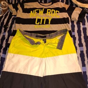Rocawear Athletic Shorts Yellow White Vibrant Design